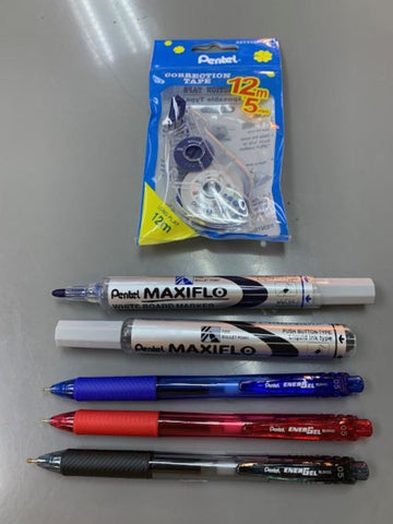Pentel 2 Whiteboard Marker , Correction Tape & 3 0.5 Energel Pens set