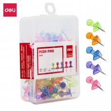 E0030 DELI TRANSPARENT COLOR PUSH PINS